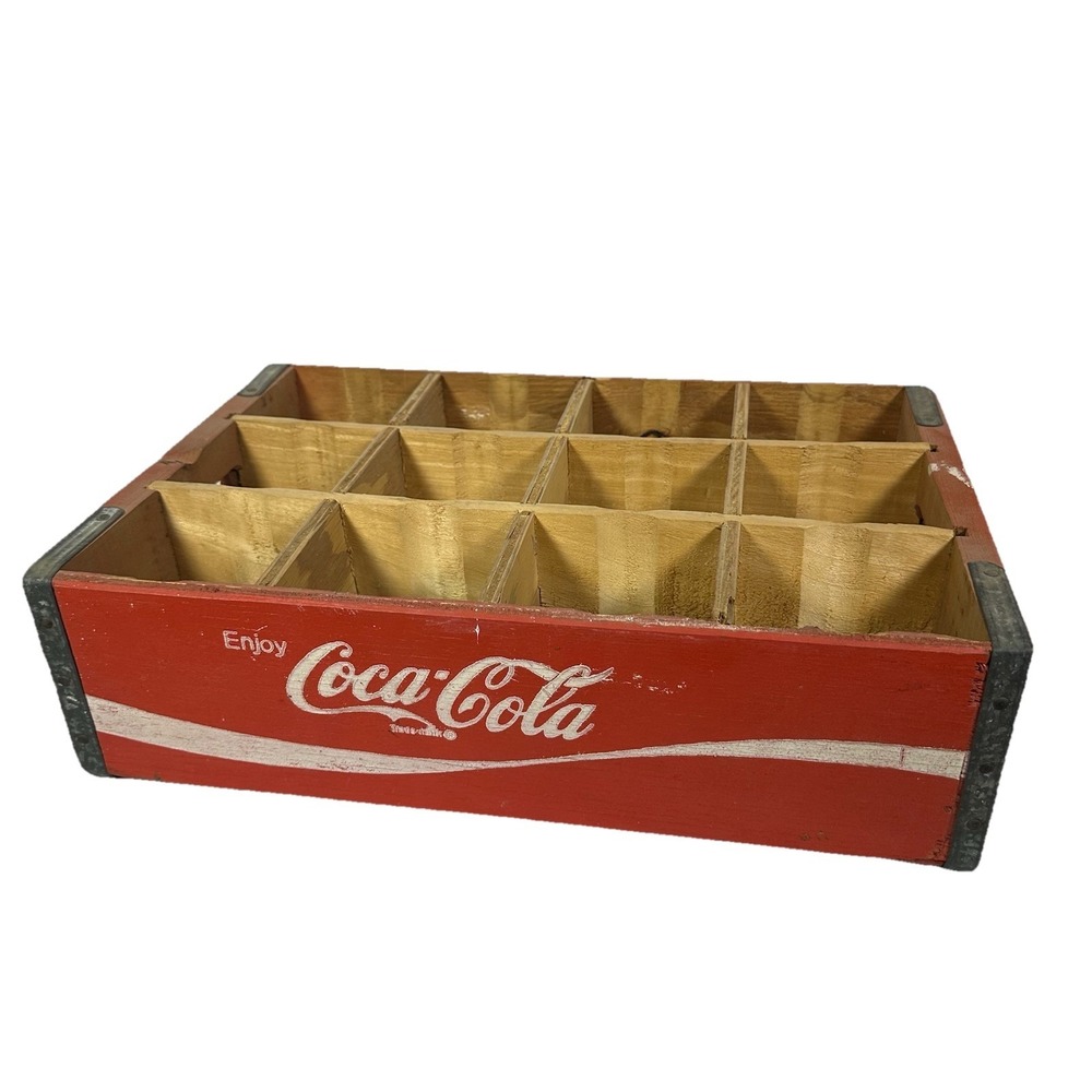 Vintage 70s COCA COLA 12 PACK WOOD BOTTLE CRATE Dallas Texas